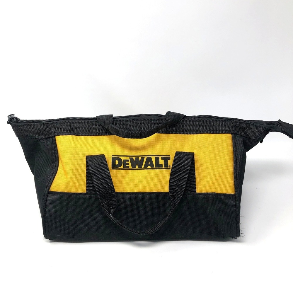 DeWalt 12" Yellow Black Canvas Tool Bag Heavy Duty Zippered Utility Storage Tote